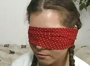 Amateur girlfriend cum in mouth with a mask on her